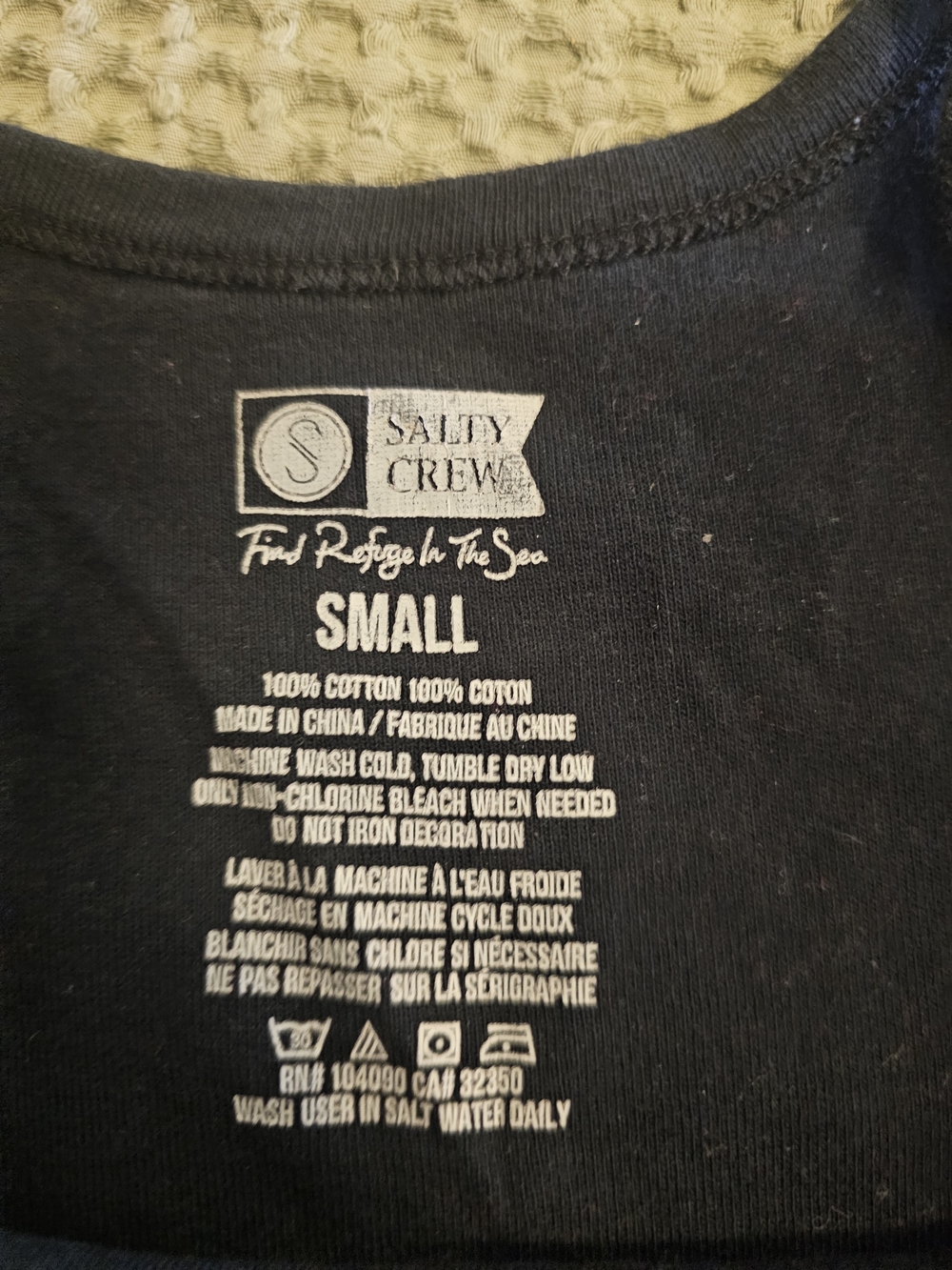 Salty Crew Black Tee with White Interior Logo
